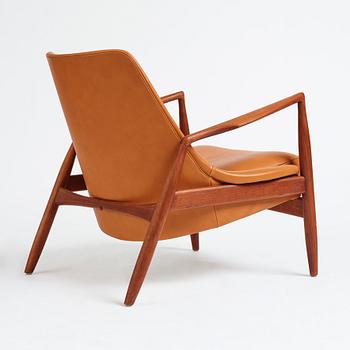 Ib Kofod-Larsen, a teak and brown leather 'Sälen' easy chair, OPE Möbler, Jönköping 1950s.