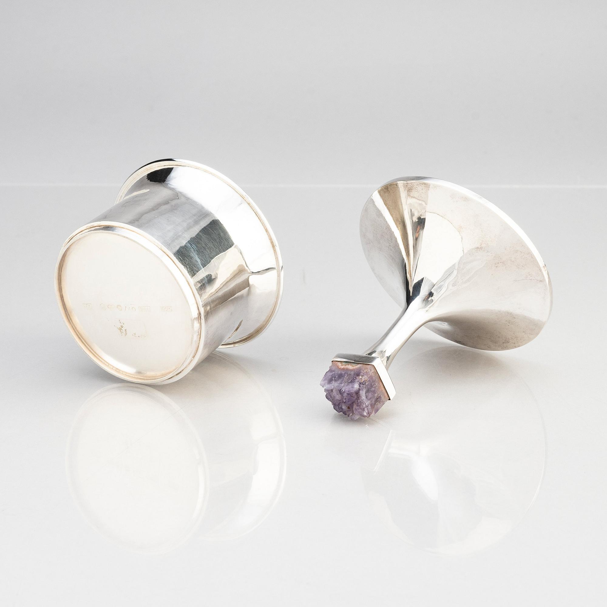 Martin Öhman, burk med lock, sterling silver och ametist, Halmstad 1980.