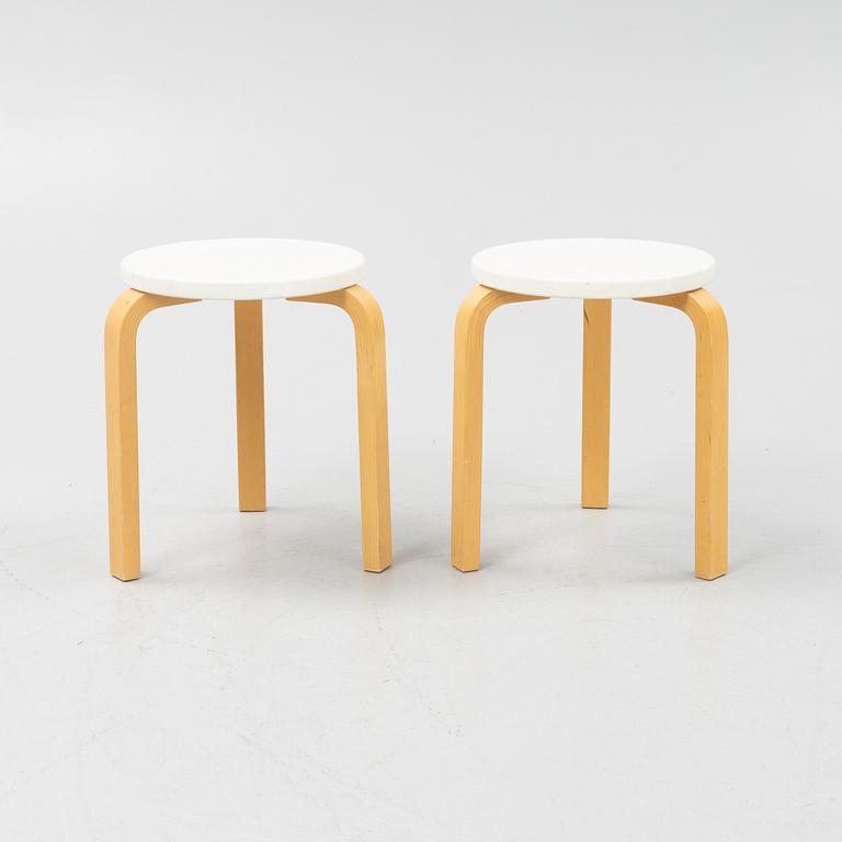 Alvar Aalto, a pair of model 60 stools, Artek, Finland.