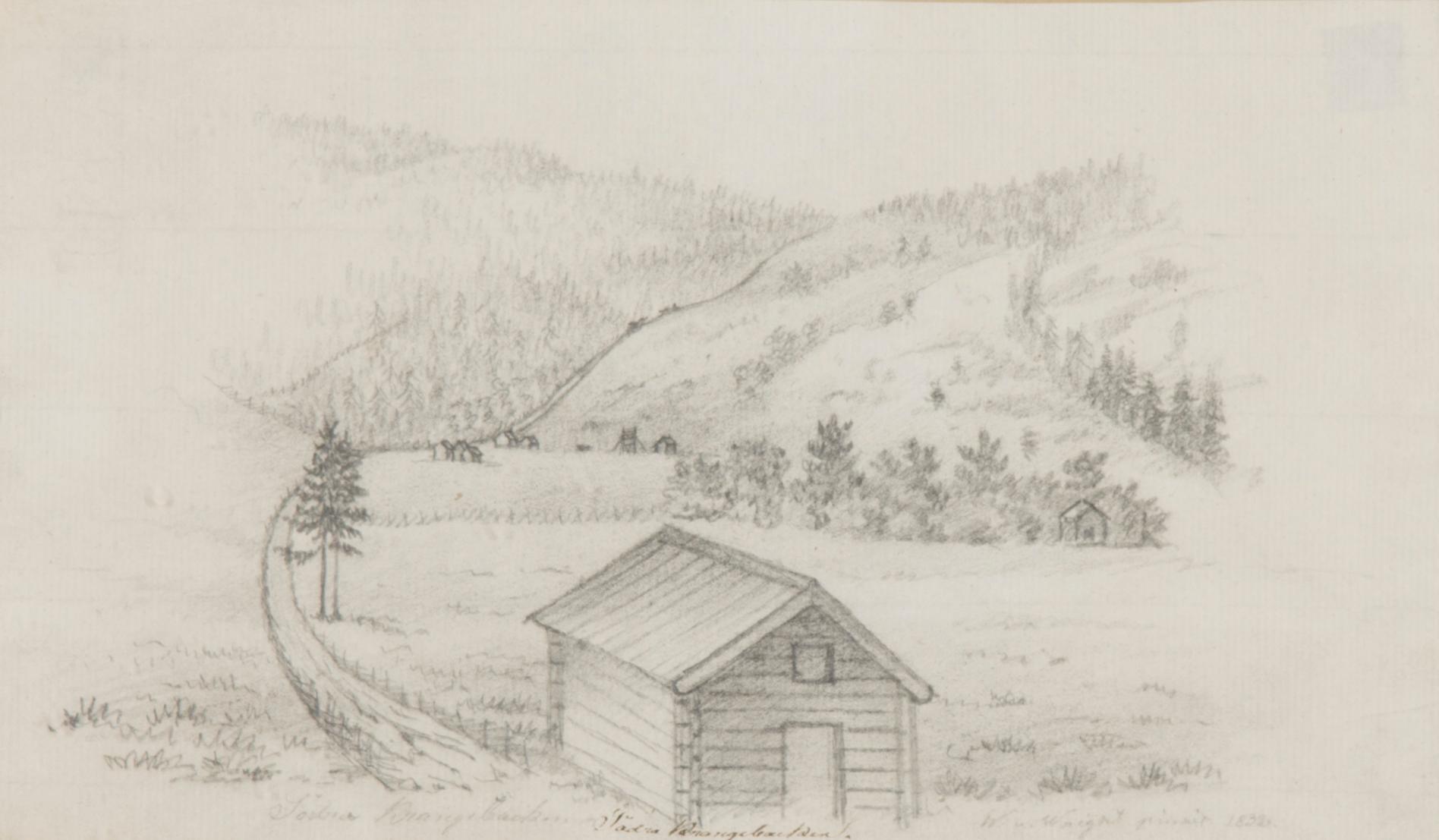 WILHELM VON WRIGHT, lyijykynäpiirros, signeerattu ja päivätty 1832.