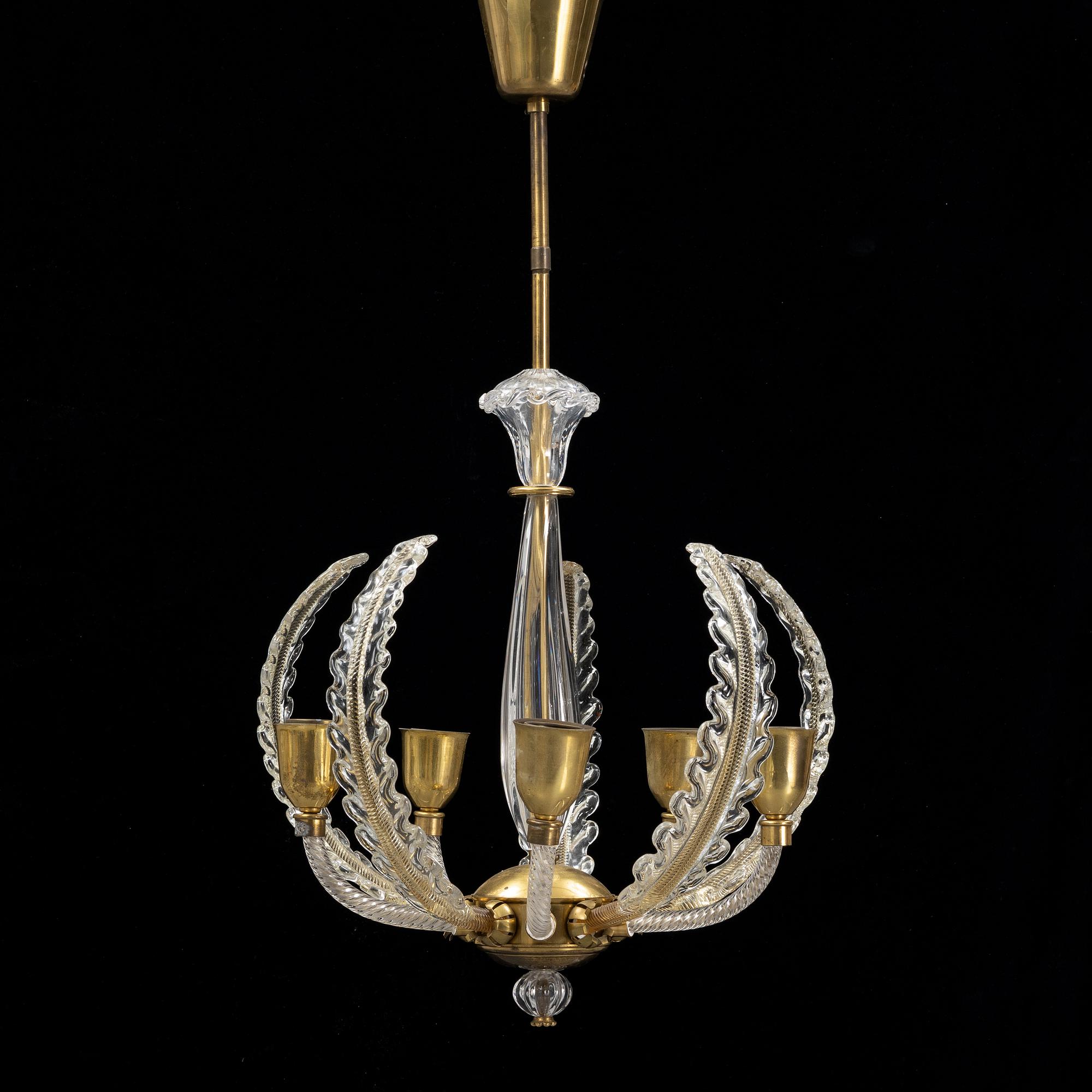 Orrefors, a glass ceiling light, mid 20th Century.