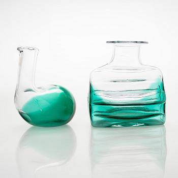 Helena Tynell, two art glass objects, “Kuikka” and “Puteli”, signed Riihimäen Lasi O.Y. Helena Tynell.
