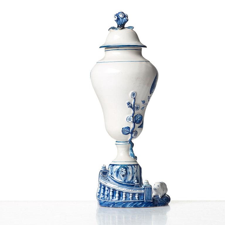 A Swedish Marieberg faience vase with cover, 1772.