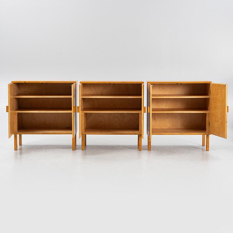 Three birch-veneered cabinets, 1930's/40's.