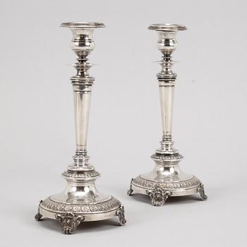A pair of swedish silver candlesticks, mark of Guldsmedsaktiebolaget GAB, Stockholm 1882.