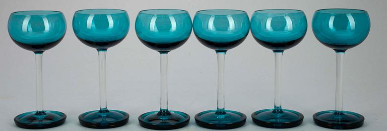 LIKÖRGLAS, 6 st, glas, "Harlekin" Nanny Still, Riihimäen Lasi, 1900-talets mitt.