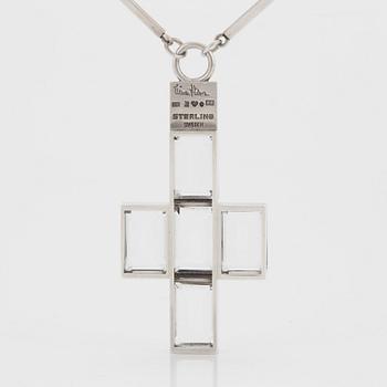 Wiwen Nilsson, hängsmycke, korsformat, Lund 1943, sterling och bergkristall.