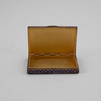 An Austrian-Hungary 20th century silver-gilt and enameld box, unidentified makers mark.