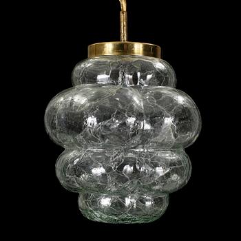 TAKLAMPA, glas och mässing, Ture Berglund, Skansen Stockholm, 1900-talets andra hälft.