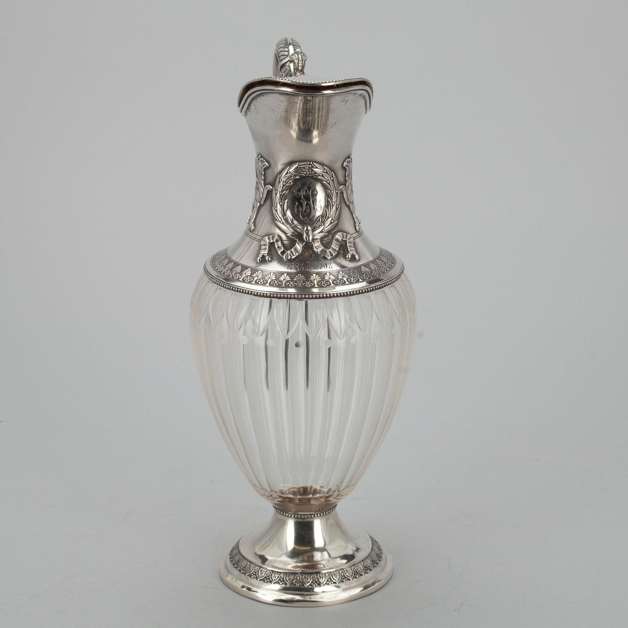 VINKARAFF, silver "900" och kristall, Mellaneuropa, ryska kontrollstämplar, sekeskiftet 1800/1900-tal.
