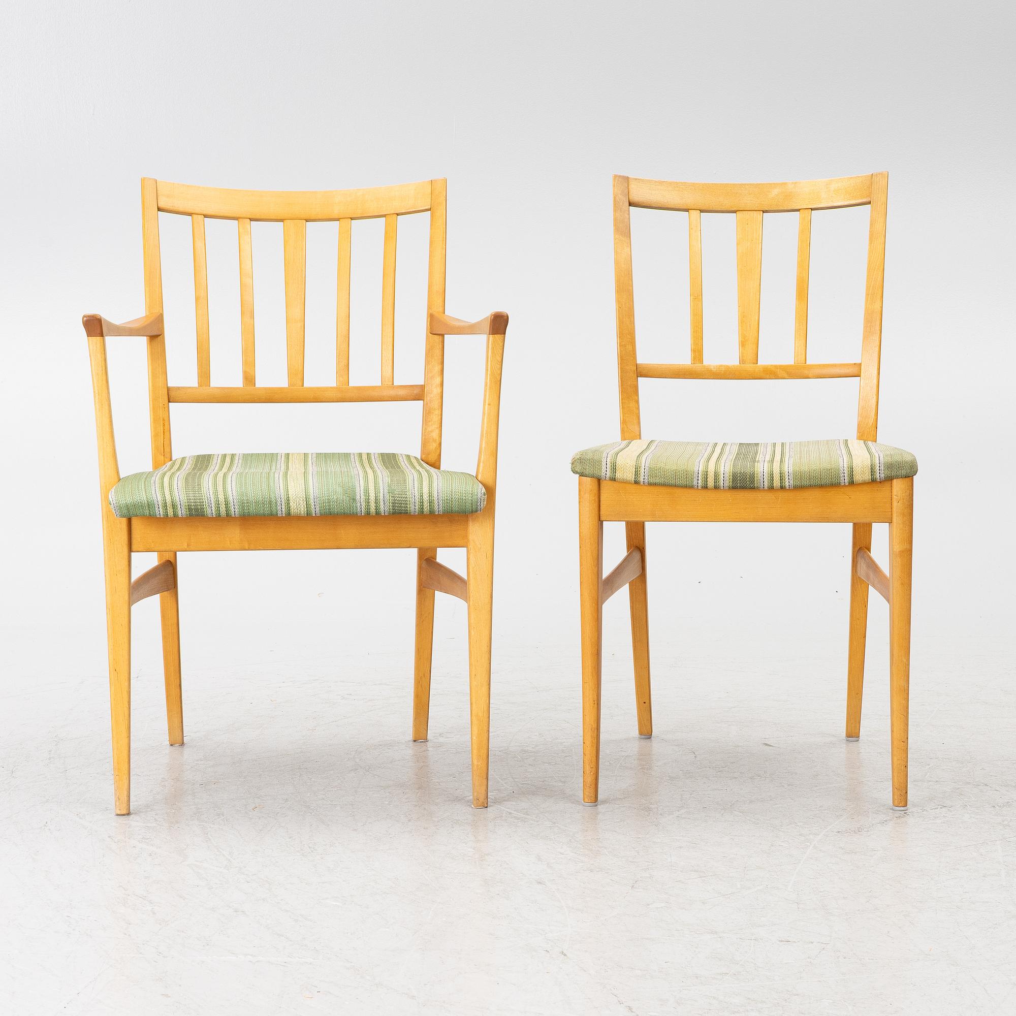 Carl Malmsten, Dining table and four plus two chairs, "Talavid", OH. Sjögren, Tranås.