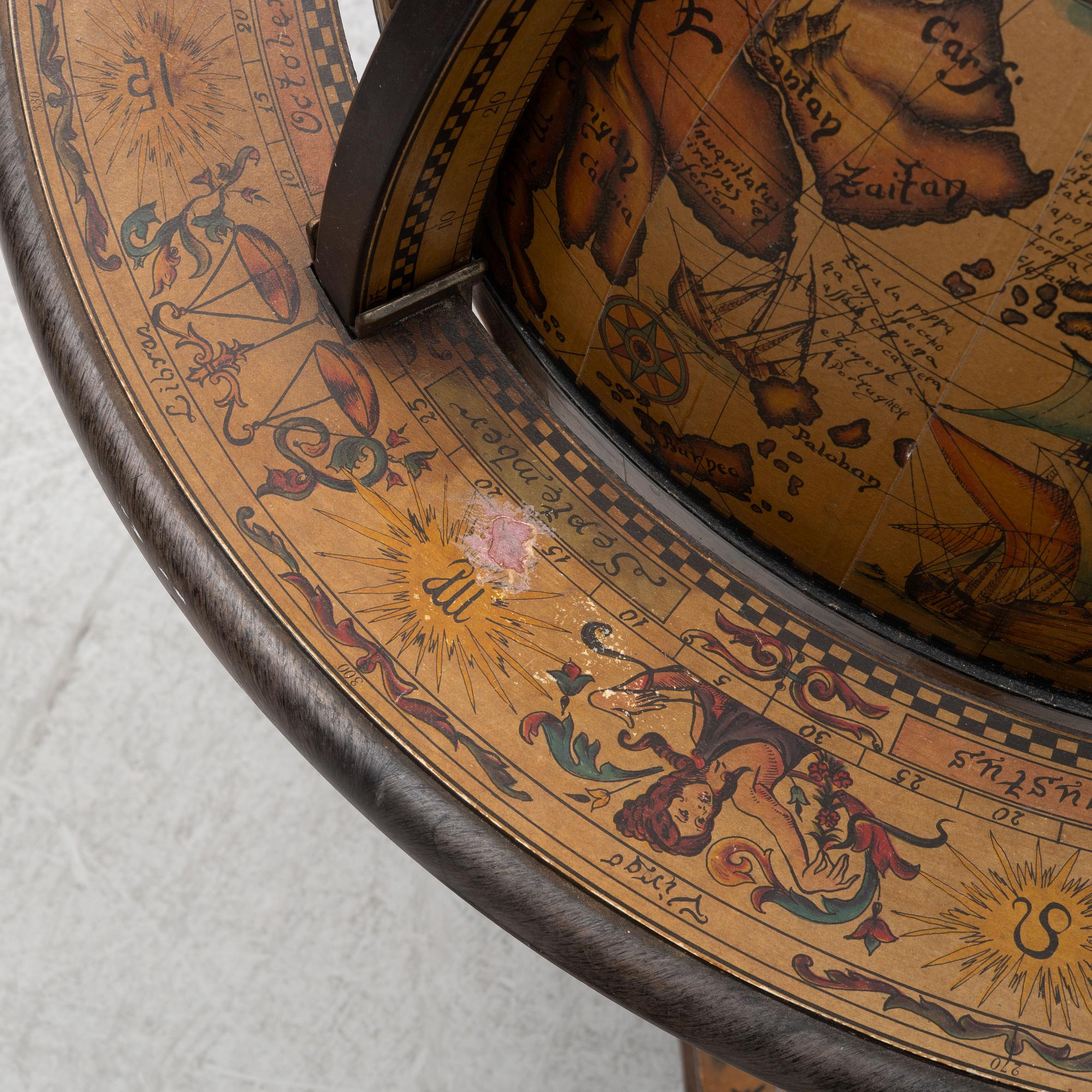 A globe drinking cabinet, late 20th Century.