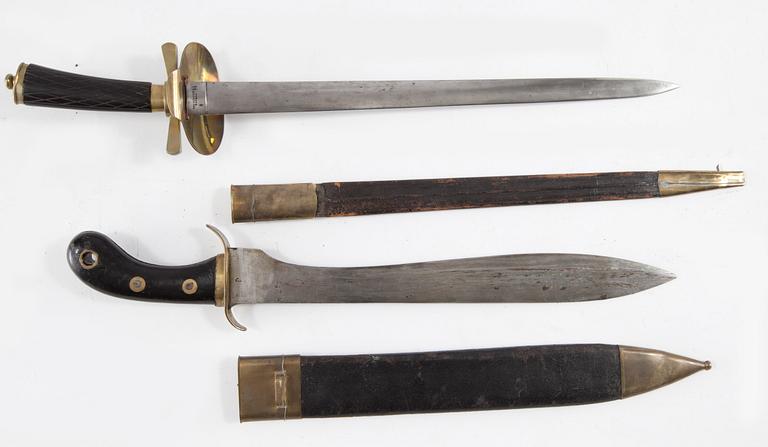 FASKINKNIV, Sverige, m/1848, samt SABEL, 1800-tal.