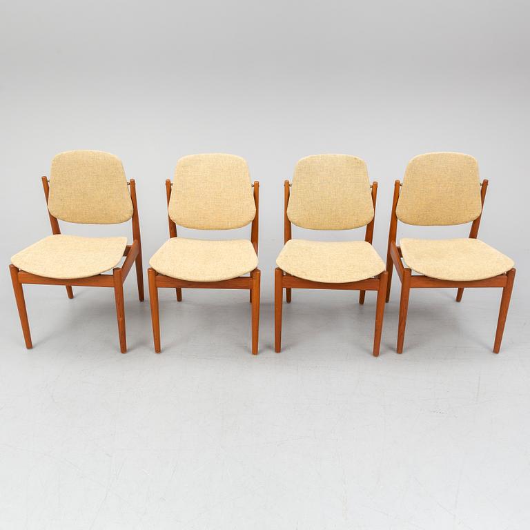 ARNE VODDER, four teak chairs, France & Daverkosen, mid 20th century.