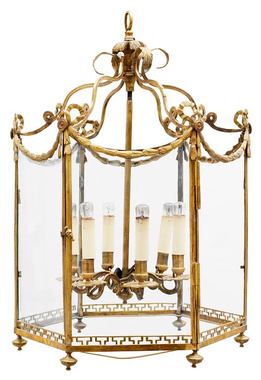 A Gustavian-style 19th century six-light lantern.