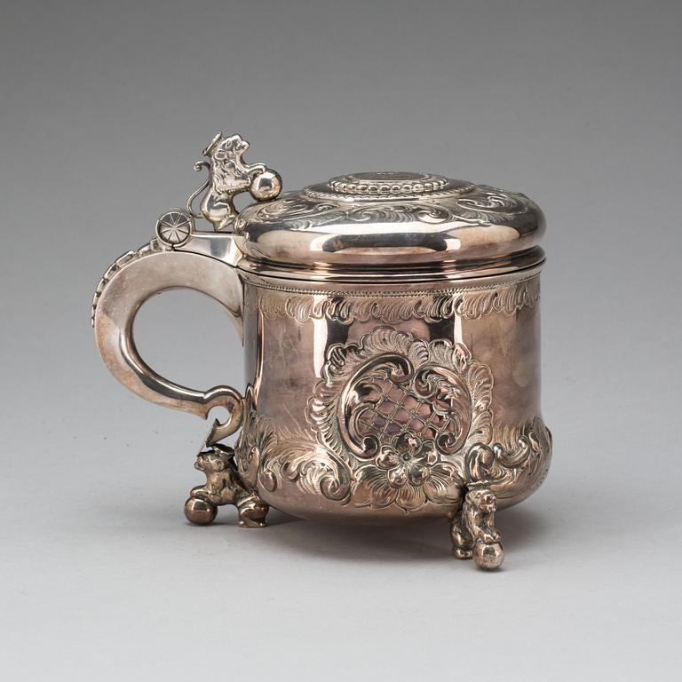 DRYCKESKANNA, silver, barockstil. Adolf Landoff & Son Göteborg, 1949. Ca 1000gr.