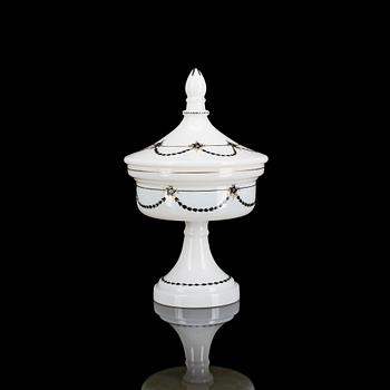 SKÅL MED LOCK, glas Strömbäcks glasbruk. 1800-talets första hälft.