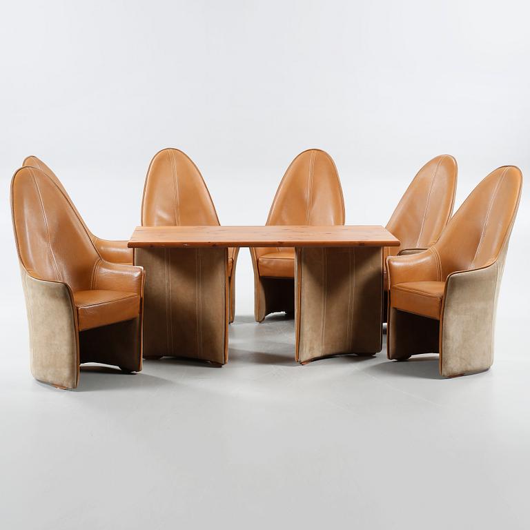 KONFERENS- / MATSAL-MÖBELGRUPP, 7 delar, 1900-talets andra hälft.