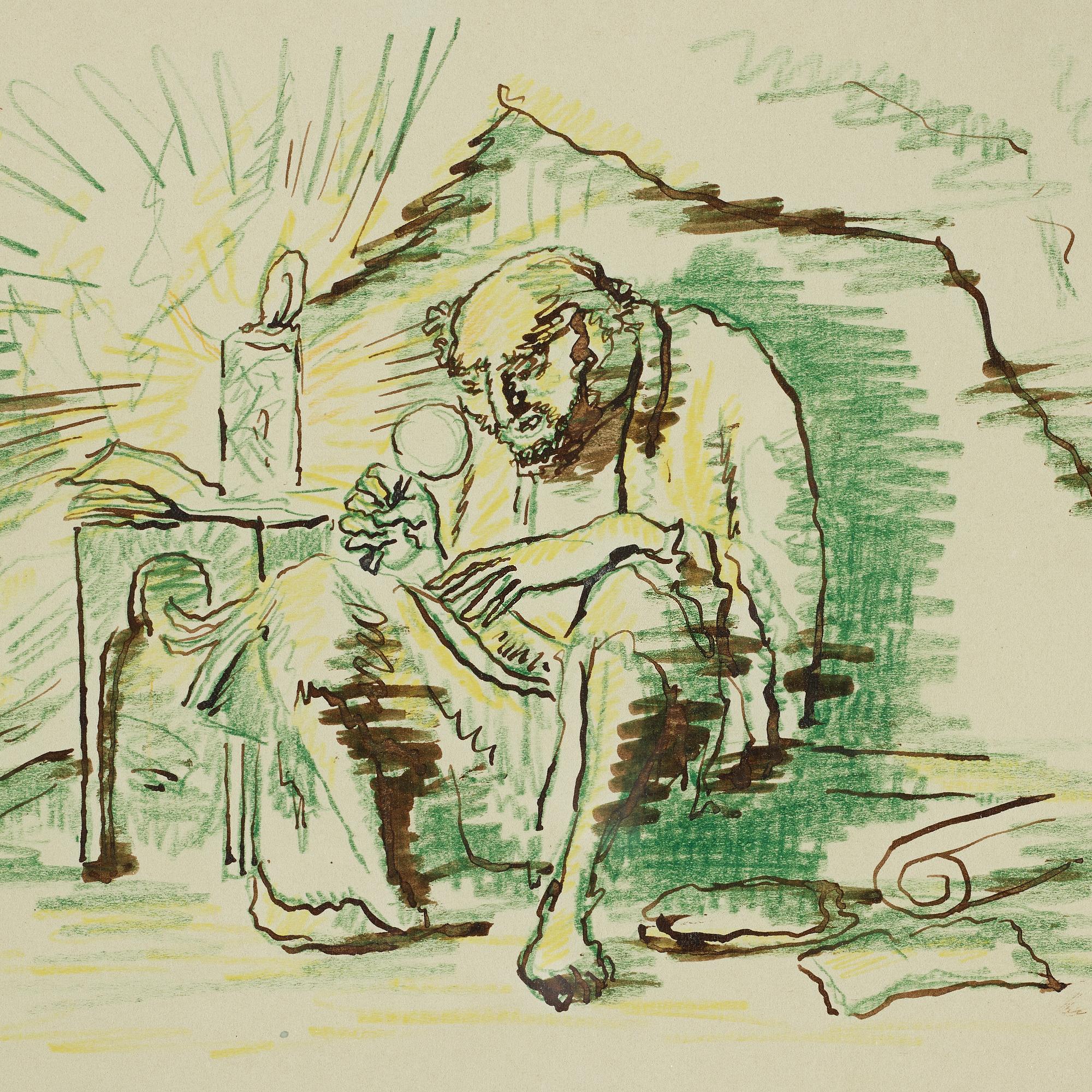 ISAAC GRÜNEWALD, mixed media on paper.