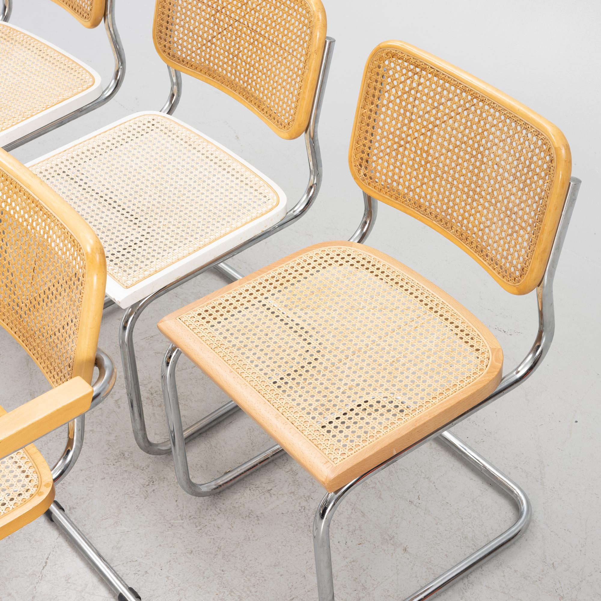 Two chairs and three armchairs, possibly Italy, 20th/21st century.