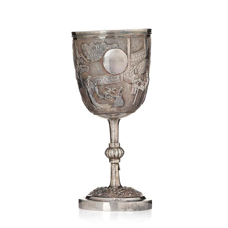 A Chinese Export Silver goblet, Qing dynasty, 19th Century.