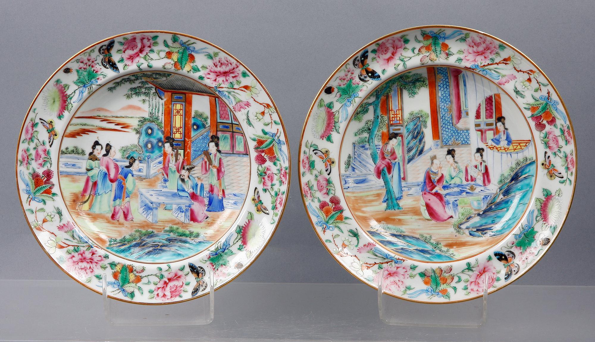 TALLRIKAR, 4 st, porslin, Kina 1800-tal.