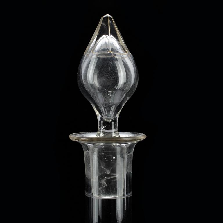 KARAFFER MED PROPP, glas, 1800-talets mitt.