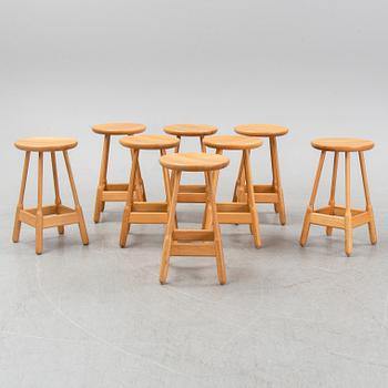 Chris Martin, a set of eight contemporary oak stools, 'Albert', Massproductions.