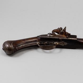 A Danish flint lock pistol signed, (Paul Nielsen Norrman, ca 1700).