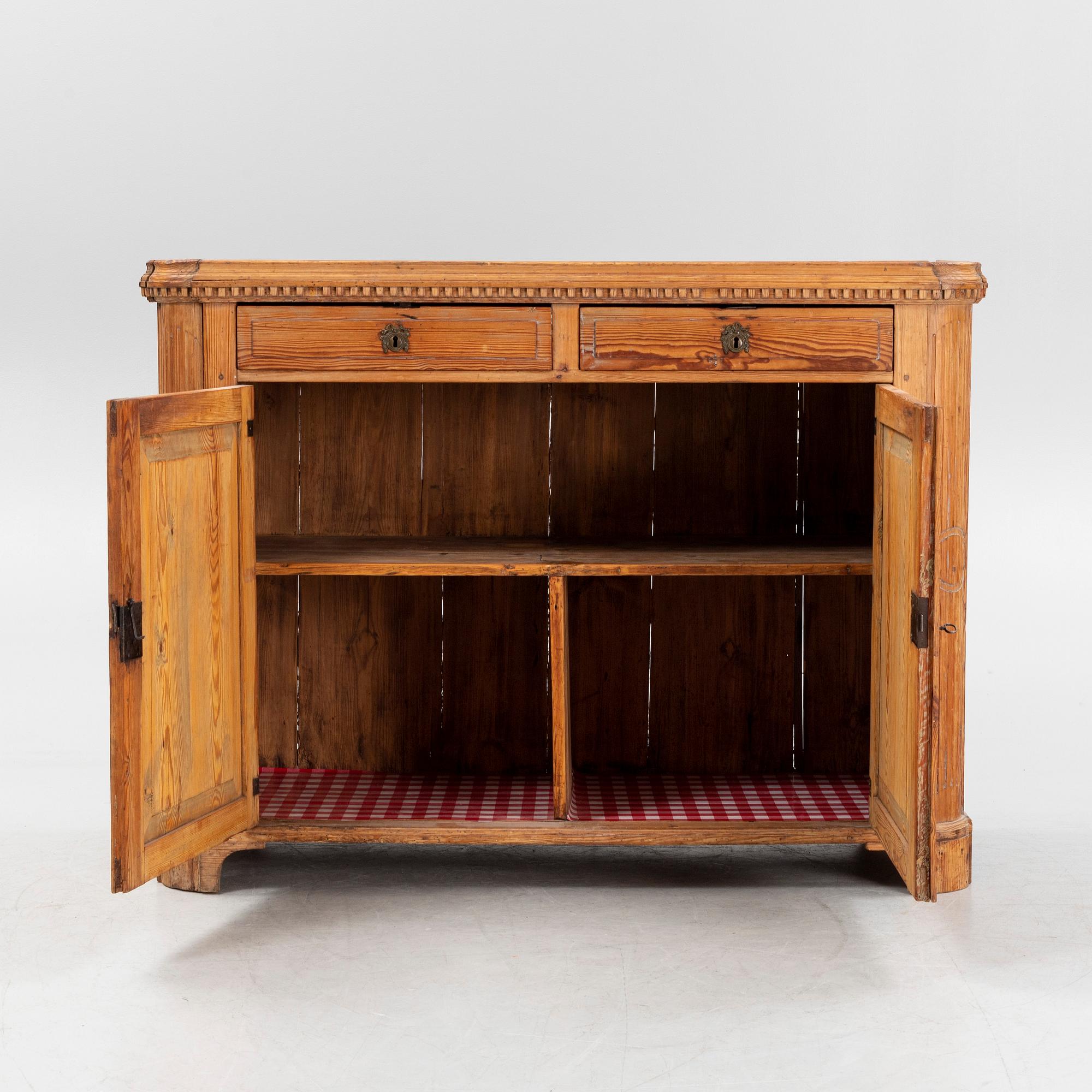 A Gustavian pinewood sideboard, around year 1800.