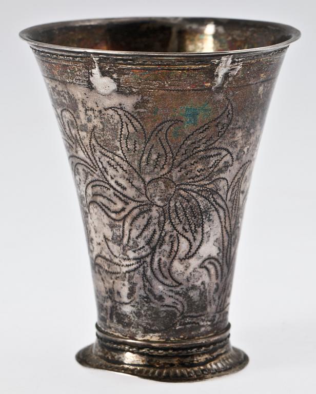 BÄGARE, silver, Samuel Lundal, Gävle. 1778. Vikt ca 57 g.