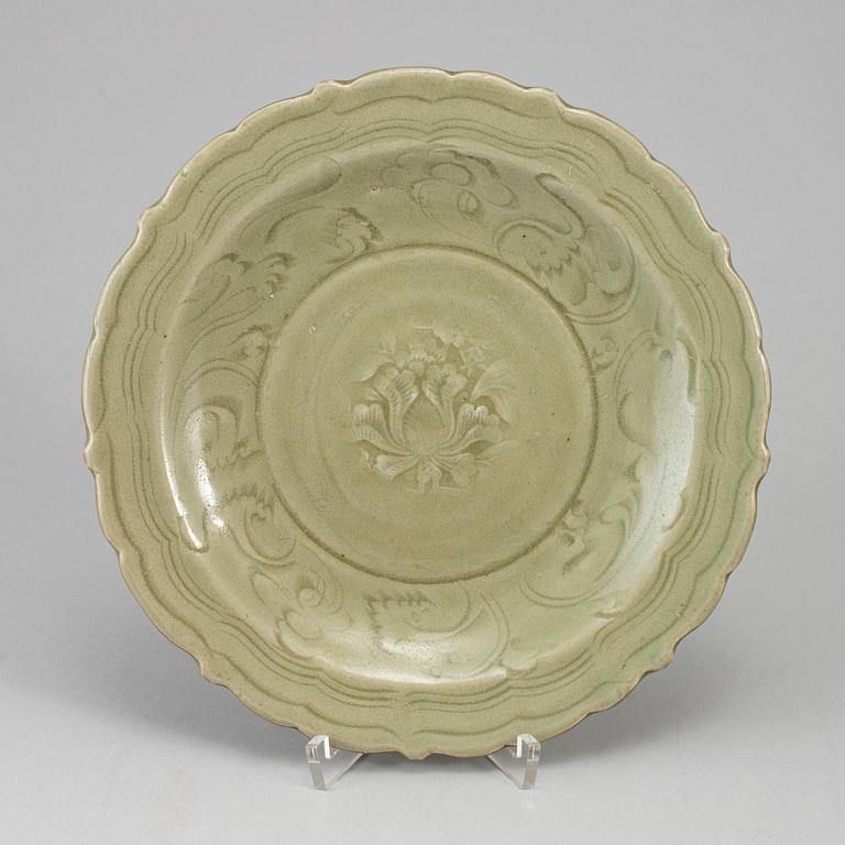 A celadon glazed dish, Ming dynasty (1368-1644).