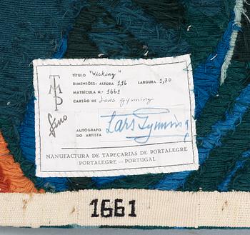 VÄVD TAPET. "Gånge Rolf, Rollon, duc de Normandie". 115 x 169,5 cm. Signerad GYNNING (Lars Gynning). Omkring 1960.