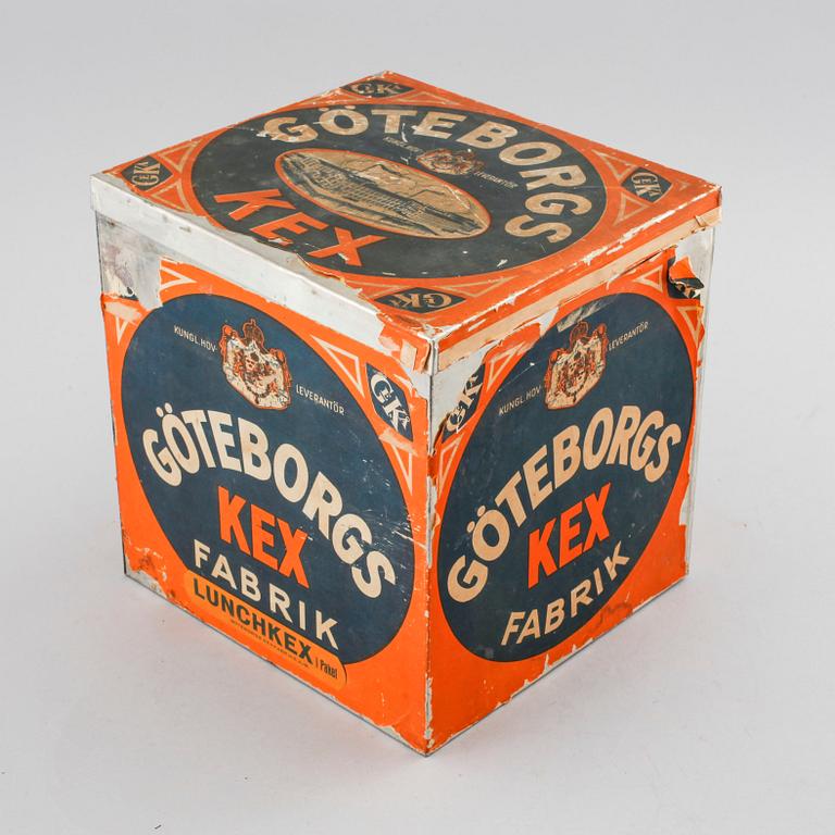 LÅDOR, 2 st, plåt, "Göteborgs kex", 1900-talets mitt.