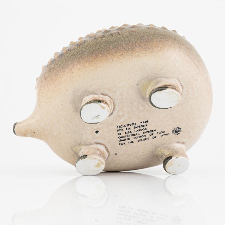 Lisa Larson, figurine, "Hedgehog", Gustavsberg for NK, Nordiska Kompaniet in collaboration with WWF. Limited edition of 2200.