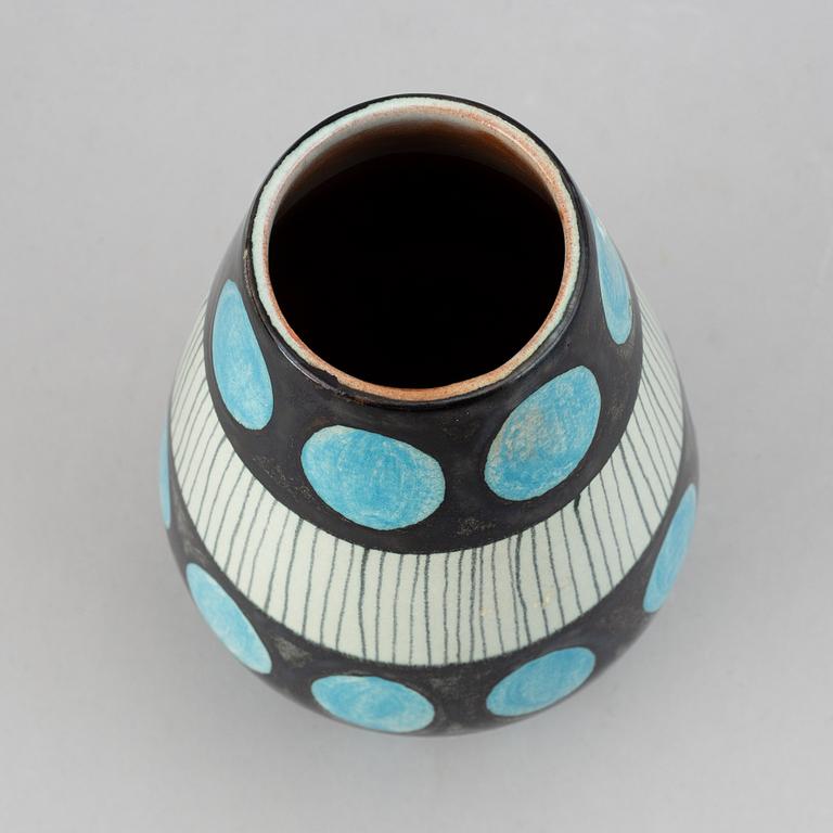 Carl-Harry Stålhane, vase, "Torro faience", decor by Aune Laukkanen, Rörstrand ca 1951.