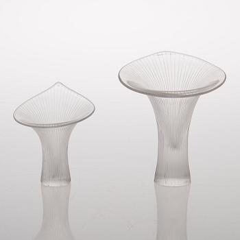 Two 'Chanterelle' glass vases, one signed Tapio Wirkkala, Iittala. Finland.