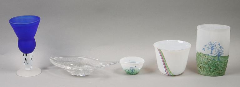 PARTI KONSTGLAS, 5 delar, Kosta Boda.