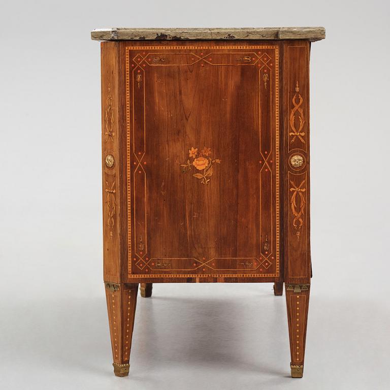 A Gustavian marquetry and ormolu-mounted commode by N. P. Stenström (master in Stockholm 1782 - 90).