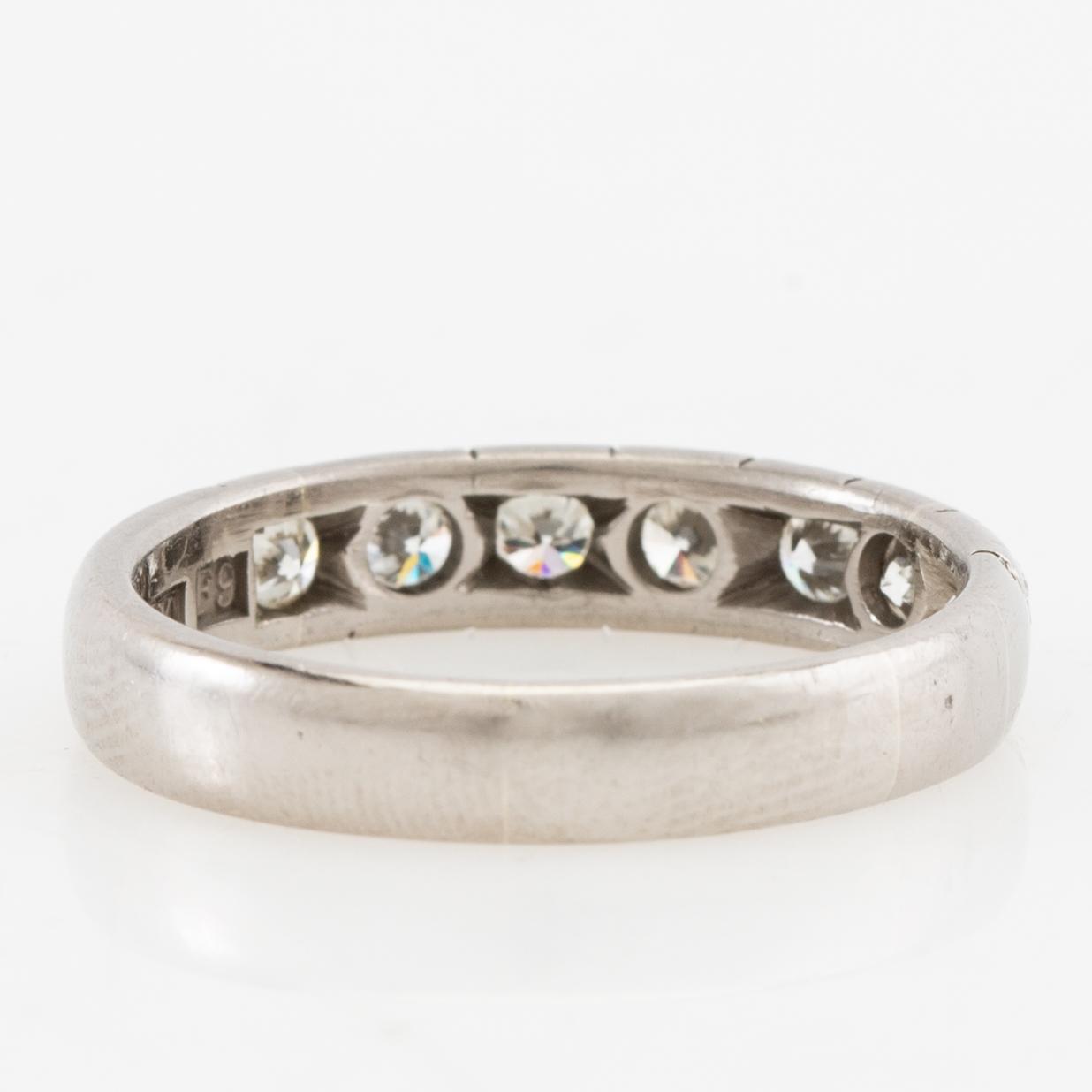Ring Half alliance 18K white gold set with round brilliant-cut diamonds, Hellström & Åhrling Stockholm 1956.