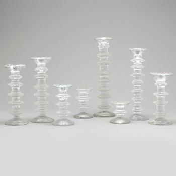 TIMO SARPANEVA, eight glass 'Festivo' candle holders, for Iittala, signed.