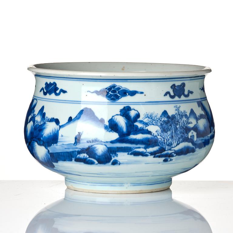 Rökelsekar, porslin. Qingdynastin, Kangxi (1662-1722).