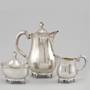 KAFFESERVIS, 3 delar, silver, CGH, Stockholm, 1936, total vikt ca 940 g.
