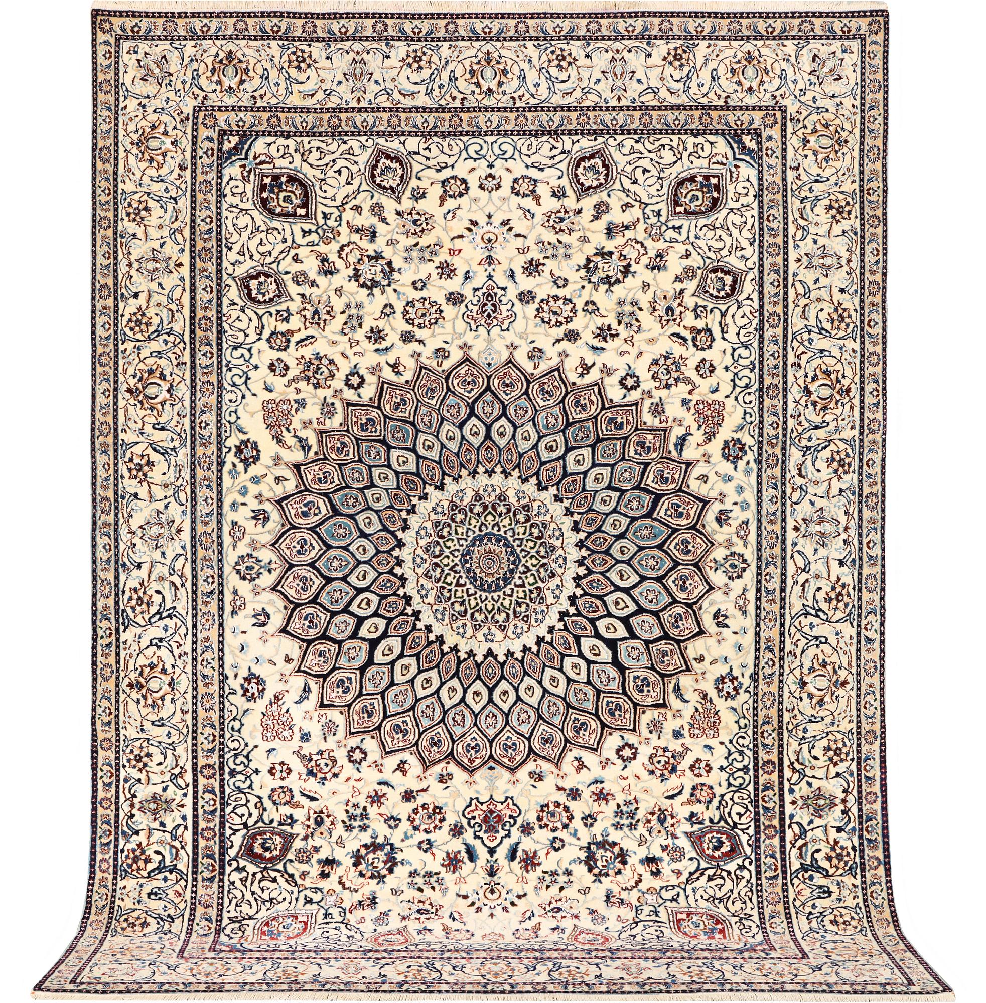 A part silk Nain carpet, 9LA, a. 344 x 245 cm.