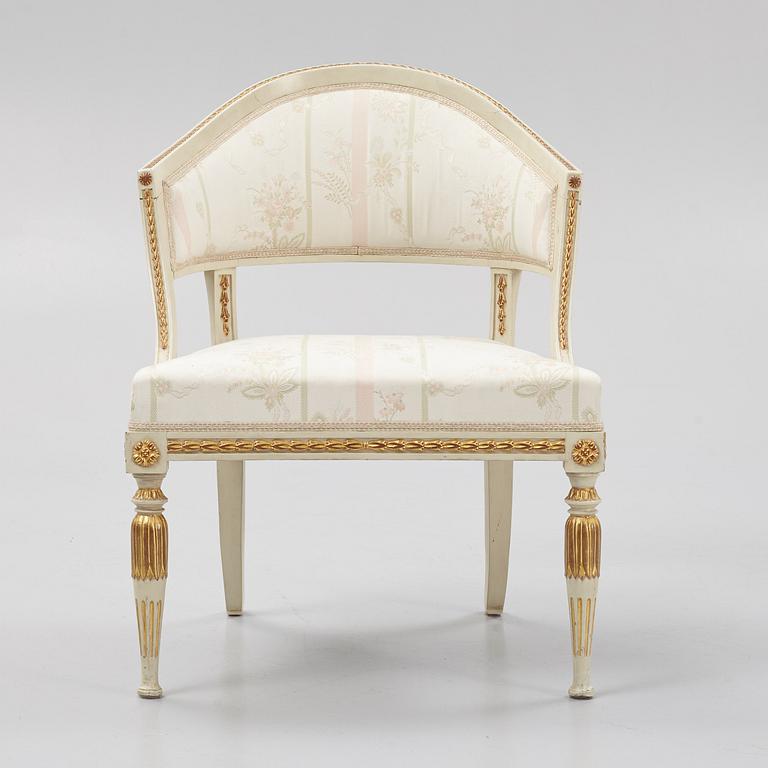 A late Gustavian open armchair, Stockholm circa 1800.