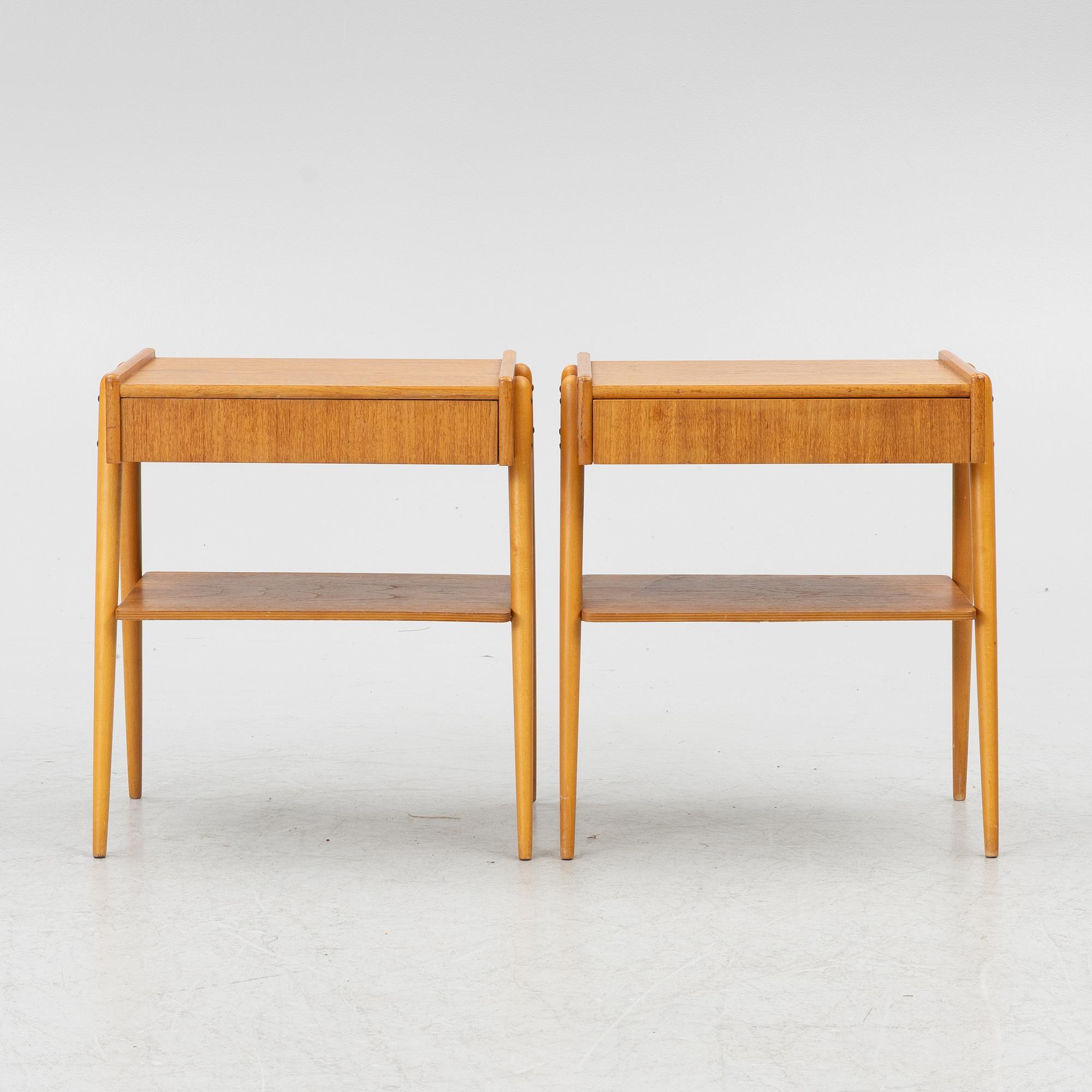 A pair of bedside tables, AB Carlström & co Möbelfabrik, mid20th century.