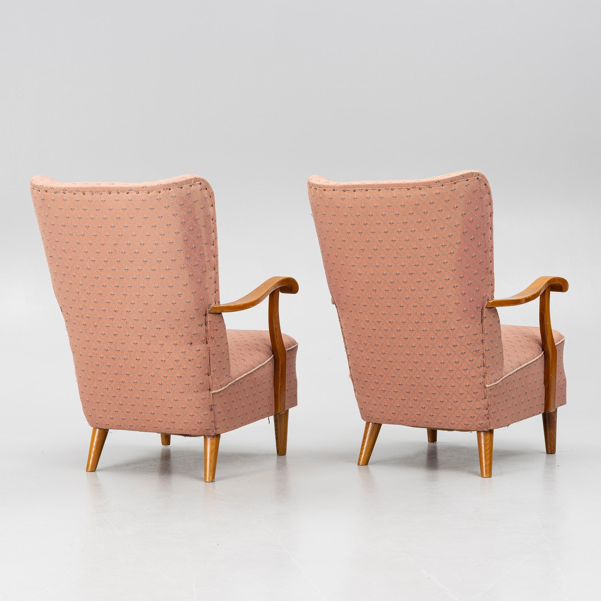 A pair of armchairs, Swedish Modern, 1940s.