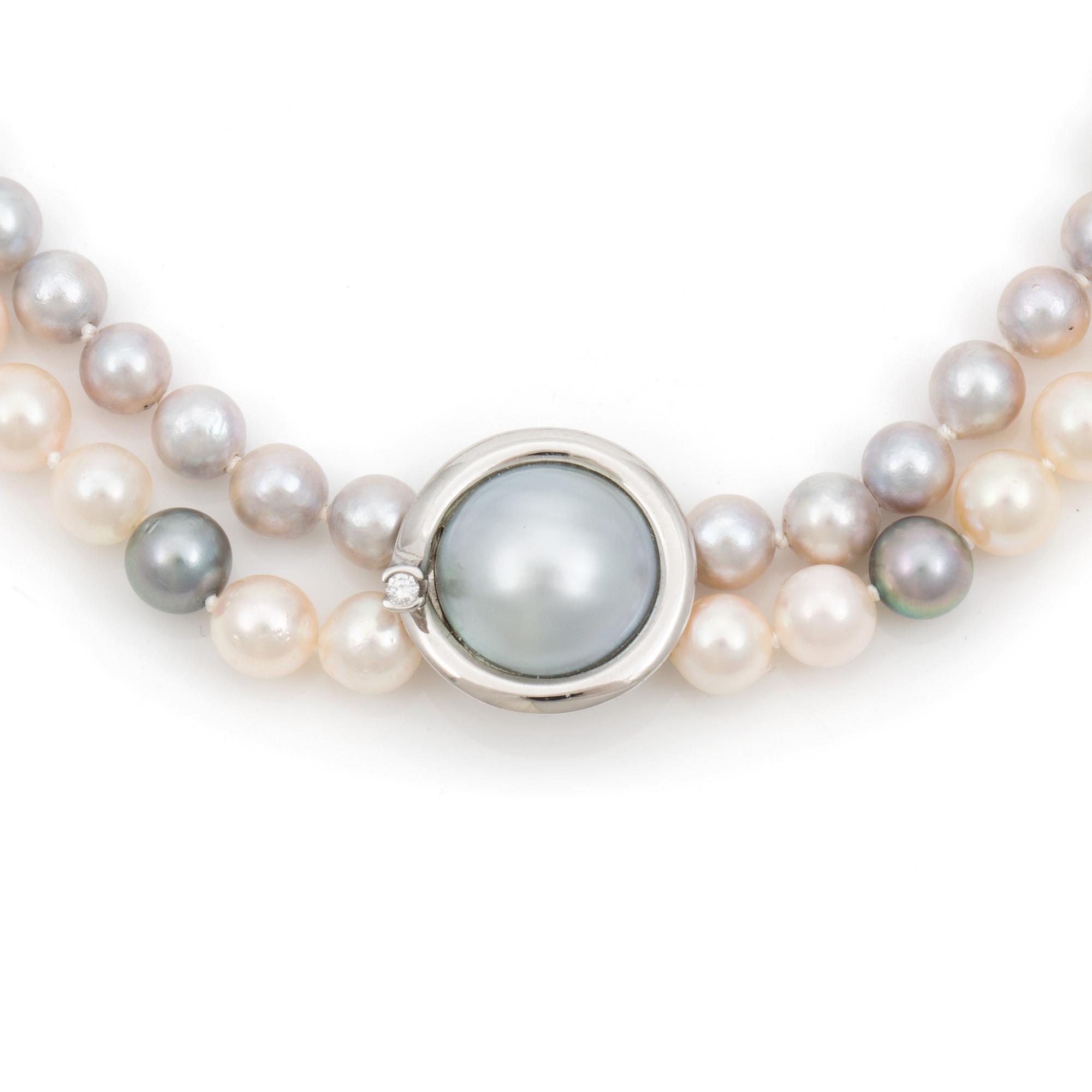 A Ole Lynggaard cultured freshwater pearl necklace. Clasp set with a cultured mabé pearl and a brilliant cut diamond.