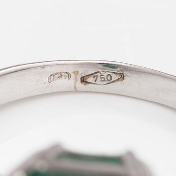SORMUS, 18K valkokultaa, smaragdi n. 3.50 ct ja timantteja n. 0.36 ct yht.