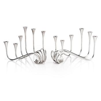 462. Ibi Trier Mørch, kandelabrar "Bølgeslag", sterling silver, ett par, för Firma A. Michelsen, Danmark 1951.